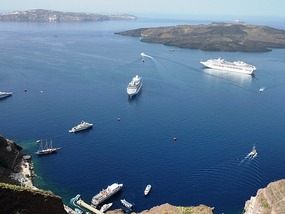 Looking down at the Caldera