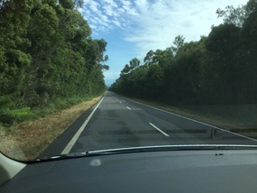 A long straight piece of road.
