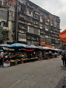 A Market street and homes