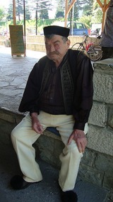The local with the traditional costume on