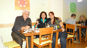 Enjoying our dinner outing at the Avocado