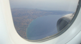 Flying above the Larnaca coast