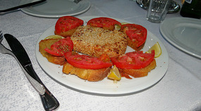 'saganaki' cheese with sesame