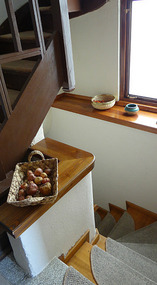The staircase leading to the rooms -Kritsa Hotel