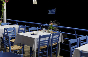 Dining at Panorama tavern in Marathopolis