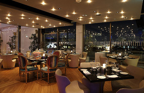 The elegant interior of the galaxy restaurant