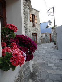 A flower porch in a neighborhood at Kato Lefkara