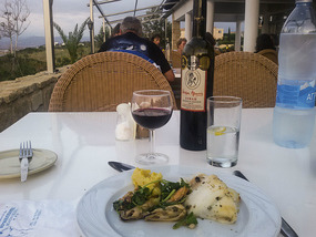 Dining at the Aphrodite beach Hotel in Latchi