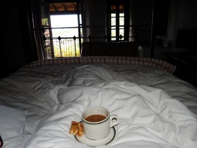 The first cup of coffee from bed 