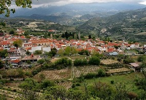 Panoramic view of the village of Omodos