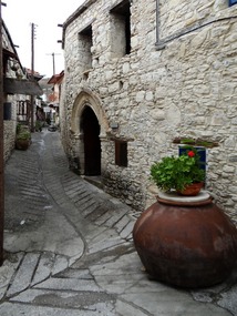 The forefront and entrance of Linos Wine press