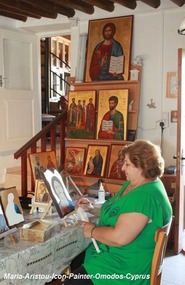 Maria working on one of her icons