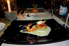 Fresh Crab Soufflé with grilled Prawns