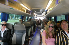 On the coach, on the way