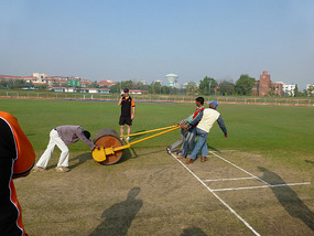 Rolling the pitch