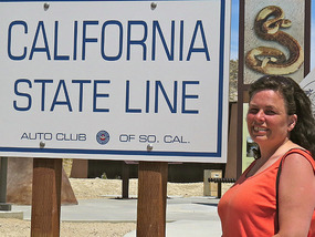  The state Line sign at the Visitor Center