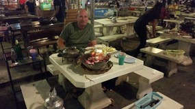 Very hot BBQ all you can eat seafood buffet .!