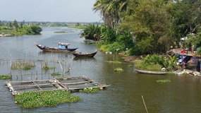 Crossing bridge to An Bang Beah