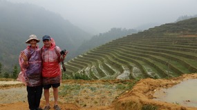the pink ponchos - luckily only rain we had