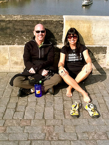 Panhandling on Charles Bridge to pay for trip!