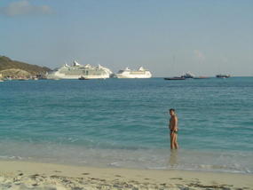 Avan Enjoys A Swim In The Caribbean.