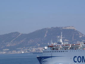 View Of Gibraltar From The Ferry To Tangier.