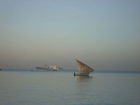 Dhow In Stone Town Harbour.