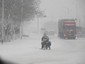 Snow Storm On The Way To The Great Wall. 