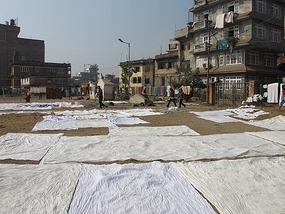 Hotel Sheets Spread Out To Dry