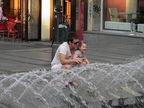 Locals Enjoy Fountain.