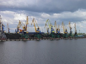 Cranes On Wharf - Riga.