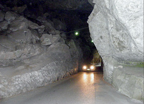 Vehicle coming through the Grand Arch.