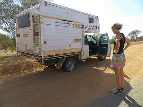 Oops! flat Tyre on the Tanami Road 