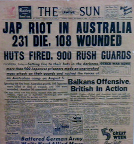 Cowra Breakout Newspaper Cutting - War Museum.