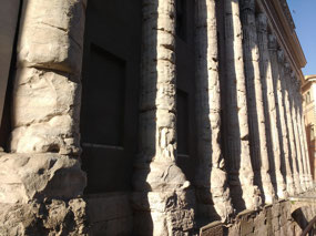 Roman ruins turned building in Rome