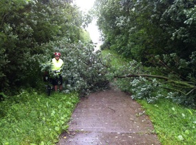 THE WIND CAUSED A LITTLE DIVERSION. 