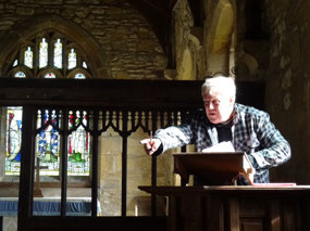 Preaching inside the Whenby Church