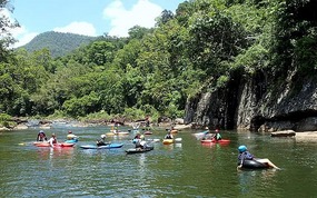 The Gang - SUPers & Kayakers side by side