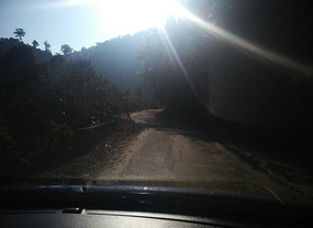 The sun peeps out in the morning drive