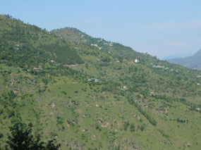 Small villages dot the mountains