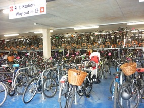 Bike parking at the train station.
