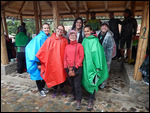some of us, trying our ponchos because it rained!