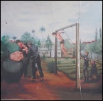 Painting, done by one of the prisoners, depicts ..