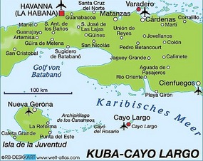 Cayo Largo, with Playa Giron on the mainland