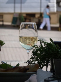 We were sitting at an outdoor cafe, when...