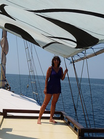 Elenka on the Top Deck of the Al Isra