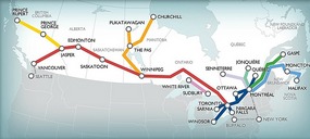 Red, is the route we took to the West Coast