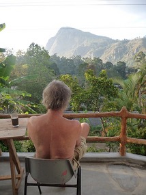 Morning coffee on our balcony in Ella