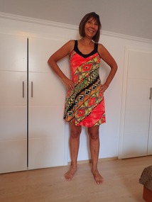 Elenka's pretty, multi-coloured hiking dress