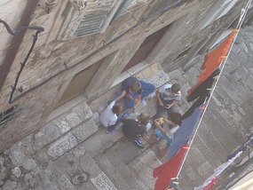Street urchins below our apt. in Dubrovnik 